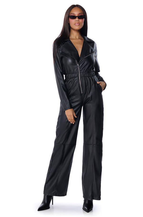 ALLEY CAT FAUX LEATHER JUMPSUIT Supply