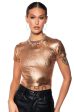 ARIES METALLIC RIB SHORT SLEEVE T SHIRT IN BRONZE Online