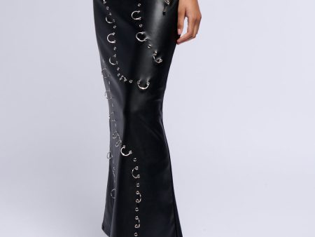 ASTIN PIERCED FAUX LEATHER MAXI SKIRT Hot on Sale