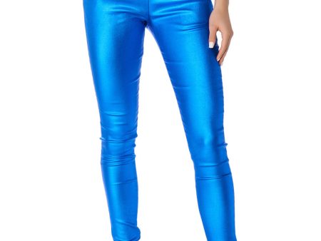 AMMO X AKIRA BIG BOOTY HIGH WAIST FAUX LEATHER PANT IN BLUE on Sale