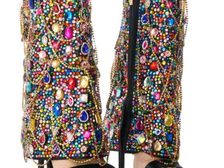 AZALEA WANG AMORY MULTI EMBELLISHED OPEN TOE SANDAL BOOTIE Online