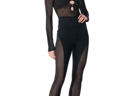 ARCHETYPE MESH KNIT CUTOUT JUMPSUIT on Sale