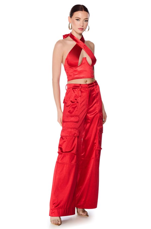 ASTRA WIDE LEG CARGO IN RED Online Hot Sale