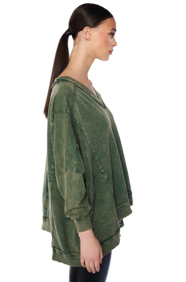 ARIA OVERSIZED V NECK SWEATSHIRT Hot on Sale