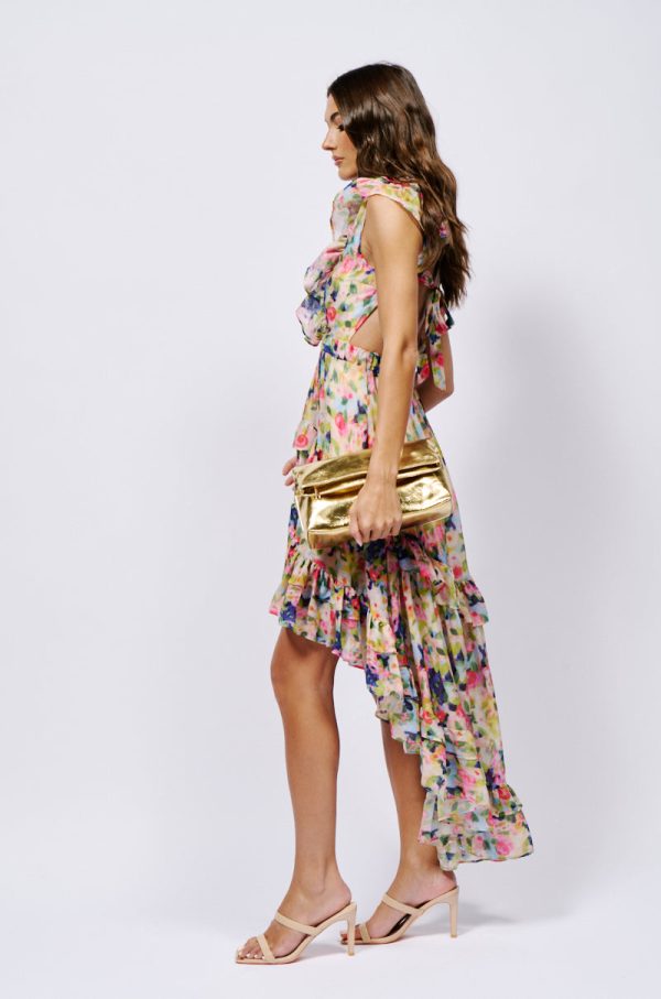 A WORK OF ART PRINTED HIGH LOW MINI DRESS Sale