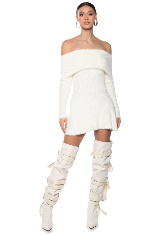 ARI OFF THE SHOULDER KNIT MINI DRESS Hot on Sale