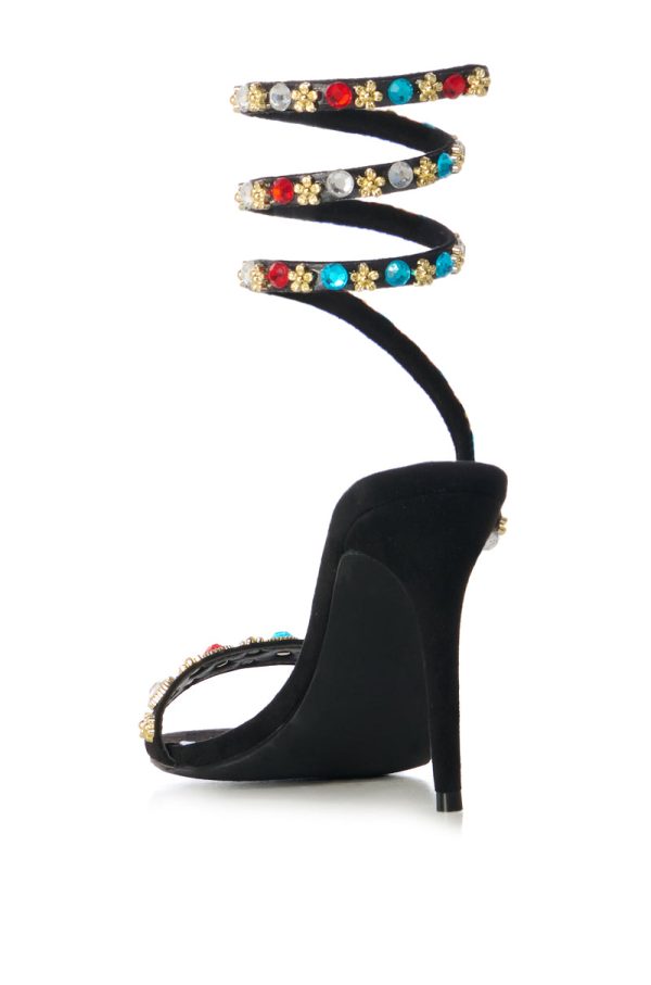 AZALEA WANG ABU BLACK EMBELLISHED COIL SANDAL Online Hot Sale