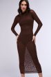 AU REVOIR MESH MIDI DRESS IN BROWN Online Sale