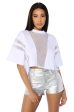 ALL STAR RHINESTONE MESH CROPPED T-SHIRT IN WHITE For Cheap