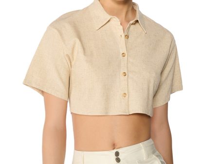 YOURS TRULY LINEN SHORT SLEEVE BUTTON DOWN SHIRT For Sale