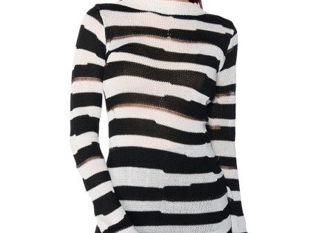 ANI STRIPED LONG SLEEVE MINI DRESS on Sale