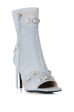 AZALEA WANG ANNALISE LIGHT WASH DENIM PEEP TOE BOOTIE Sale