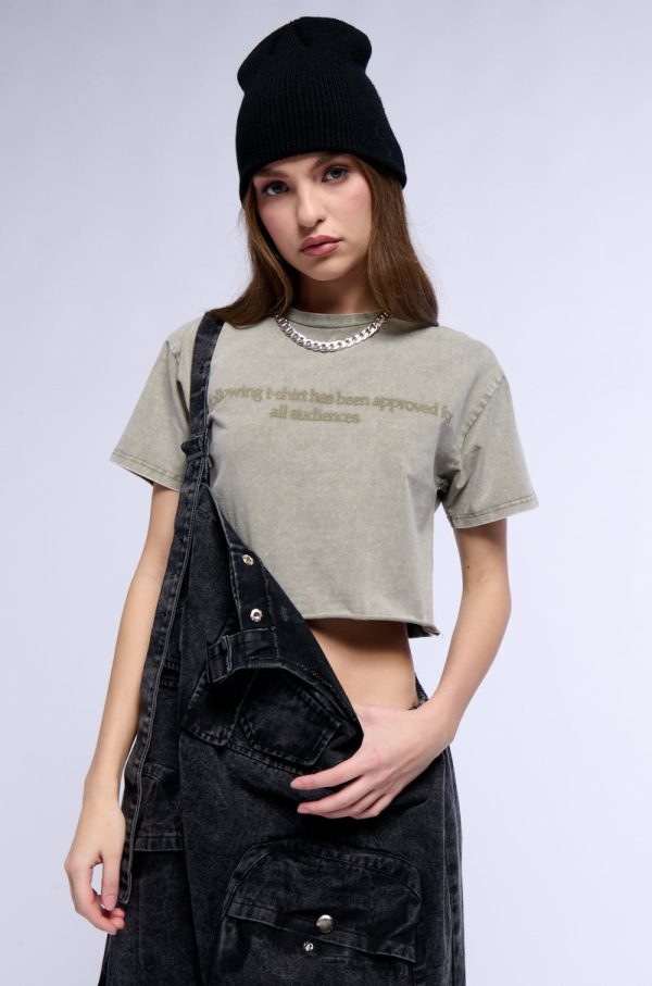 APPROVED FOR ALL AUDIENCES SHORT SLEEVE CROPPED TEE For Sale