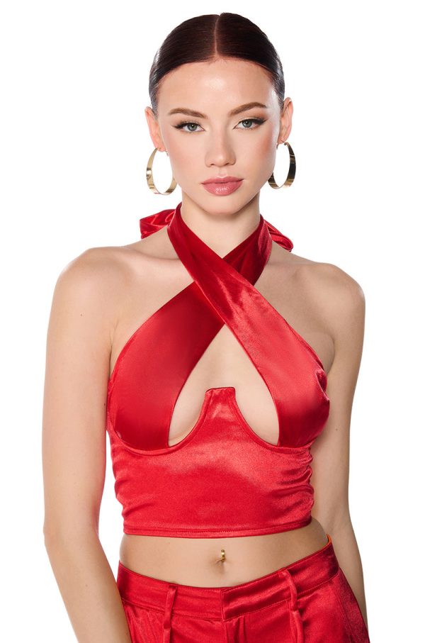 ASTRA CROSS FRONT BRALETTE IN RED For Cheap