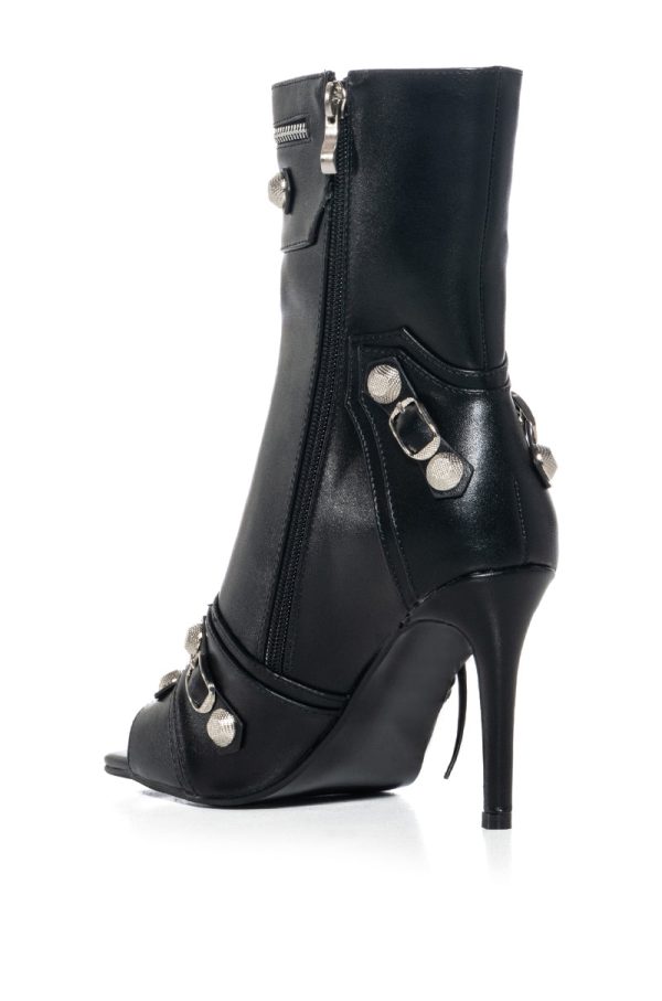 AZALEA WANG ANNALISE PEEP TOE BOOTIE IN BLACK on Sale