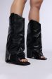 AZALEA WANG ALARIC BLACK WESTERN OPEN TOE SANDAL BOOT Fashion