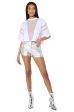 ALL STAR RHINESTONE MESH CROPPED T-SHIRT IN WHITE For Cheap