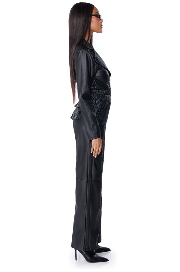 ALLEY CAT FAUX LEATHER JUMPSUIT Supply