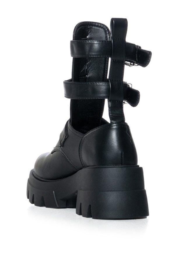 AZALEA WANG ATTICUS BLACK BUCKLE UP BOOTIE on Sale