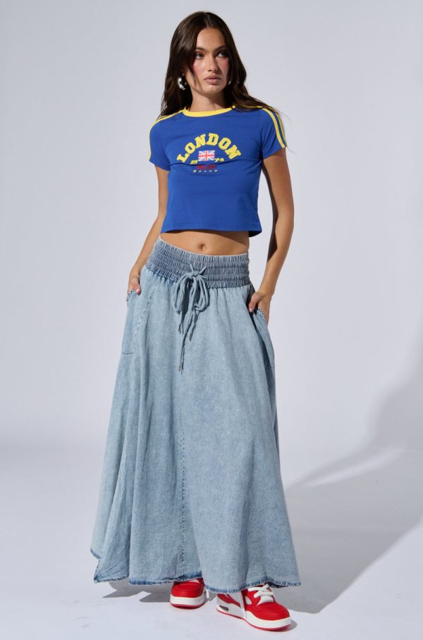 ALEX ACID WASH DENIM MAXI SKIRT Supply