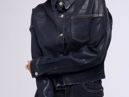 AFTER DARK DENIM BUTTON UP TOP Online now