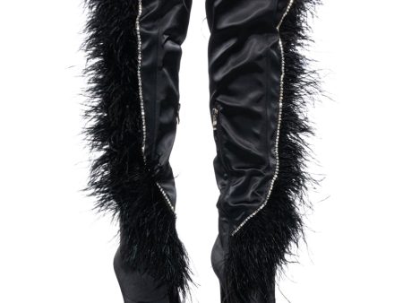 AZALEA WANG AOIFE BLACK FEATHER BOOT Cheap