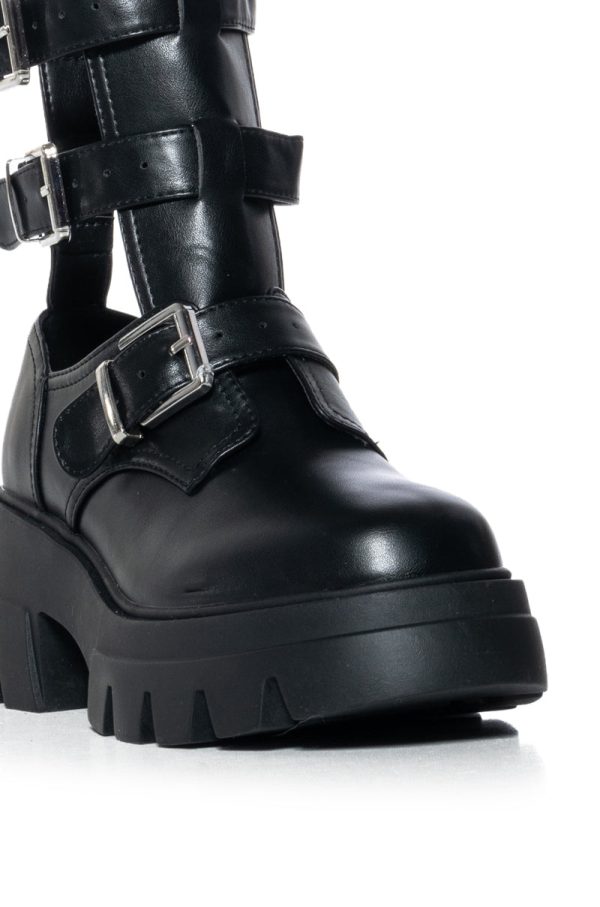 AZALEA WANG ATTICUS BLACK BUCKLE UP BOOTIE on Sale