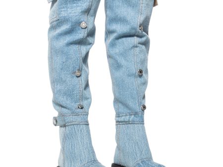 AZALEA WANG BEVELYN DENIM BOOT Online Sale