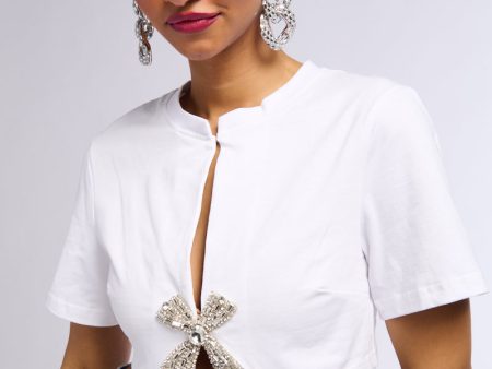 ALWAYS FRESH EMBELLISHED T SHIRT IN WHITE For Cheap