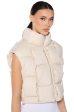 CROP PU WEAVE PUFFER VEST IN BEIGE Fashion