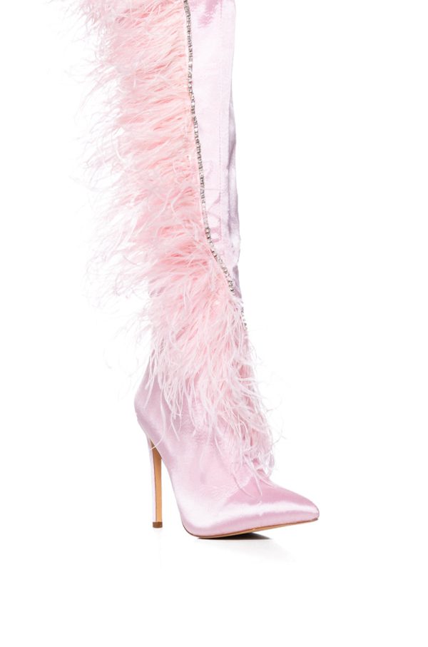 AZALEA WANG AOIFE PINK FEATHER BOOT on Sale