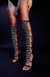 AZALEA WANG ARDSLEY BLACK LATTICE GLADIATOR SANDAL For Sale