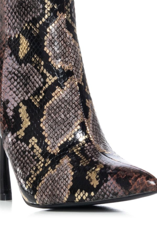 AZALEA WANG ALCMENE SNAKESKIN BOOTIE IN MULTI on Sale