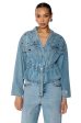 ALL THE RAGE STUDDED DENIM CINCHED JACKET on Sale