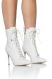 AZALEA WANG ASTORIA LACE UP STILETTO BOOTIE IN WHITE on Sale