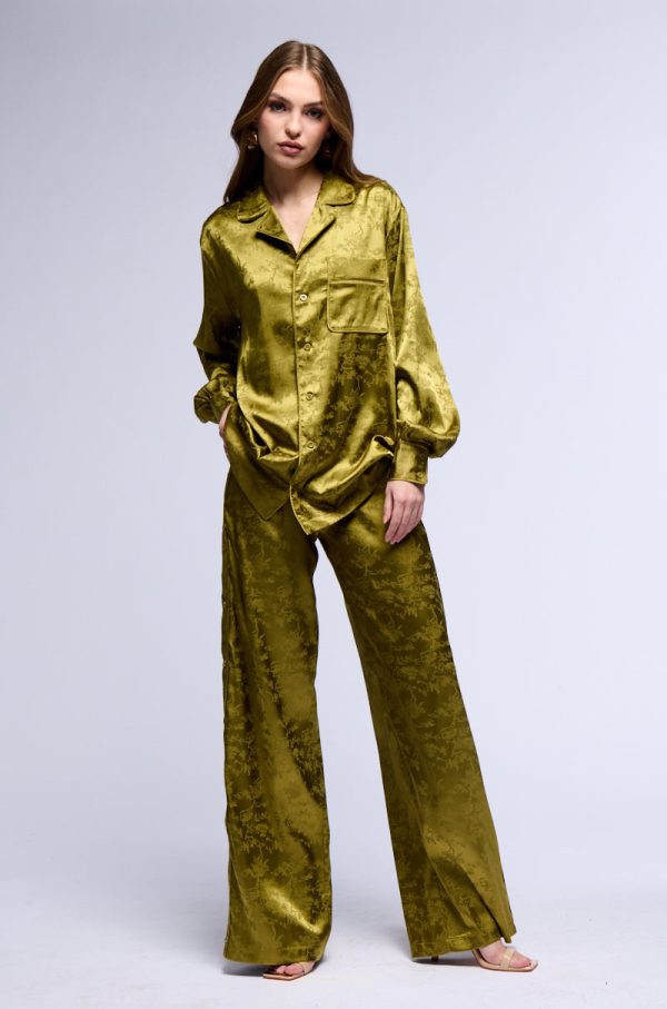 ALL MY MIGHT WIDE LEG SATIN TROUSER on Sale