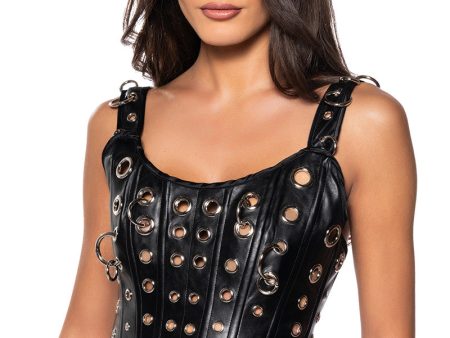 YOUNG & RECKLESS FAUX LEATHER CORSET TOP Online Sale