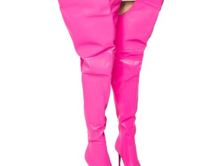 AZALEA WANG BAIZE THIGH HIGH PINK BOOT For Cheap