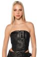 APPLY PRESSURE FAUX LEATHER CORSET TOP on Sale