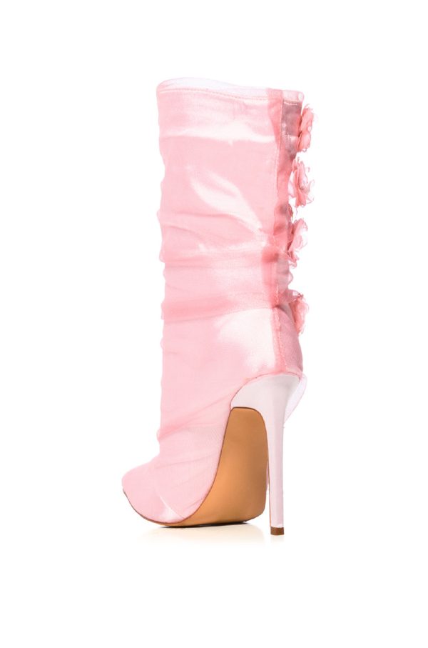 AZALEA WANG ACACIA PINK FLOWER EMBELLISHED BOOTIE Online Sale