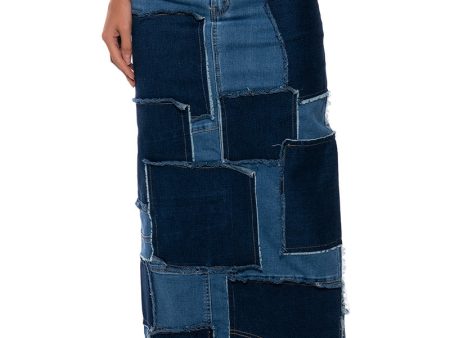 ALWAYS GOOD PATCHWORK DENIM MAXI SKIRT Hot on Sale