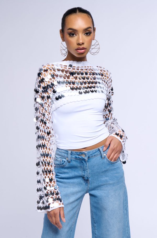 ARIEL SEQUIN KNIT BOLERO on Sale