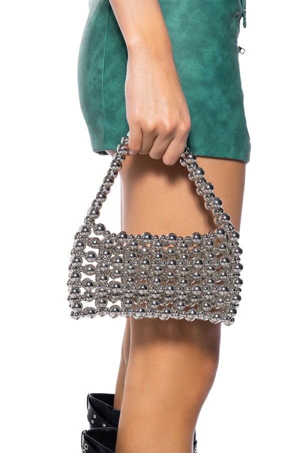 ANSEL SILVER BEADED PURSE on Sale