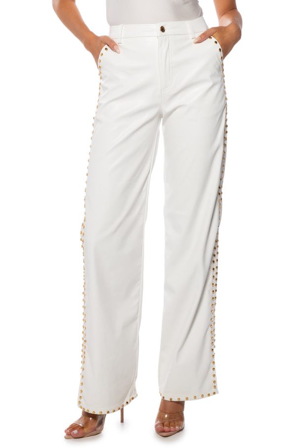 ALWAYS ON TIME FAUX LEATHER WIDE LEG PANT For Cheap