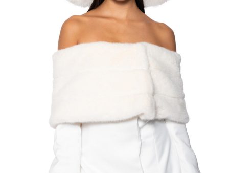 APRES SKI OFF SHOULDER FAUX FUR MINI DRESS Online Hot Sale