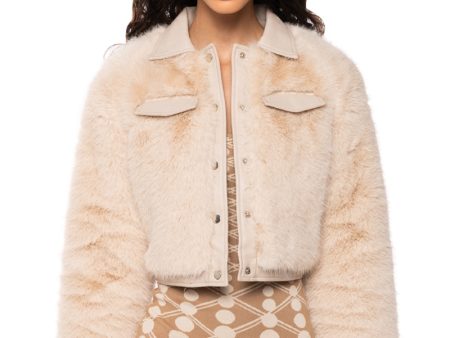 ANITA FAUX FUR JACKET WITH PU POCKETS For Cheap