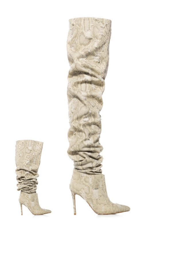 AZALEA WANG AMBIVERT THIGH HIGH BOOT IN CREAM For Discount