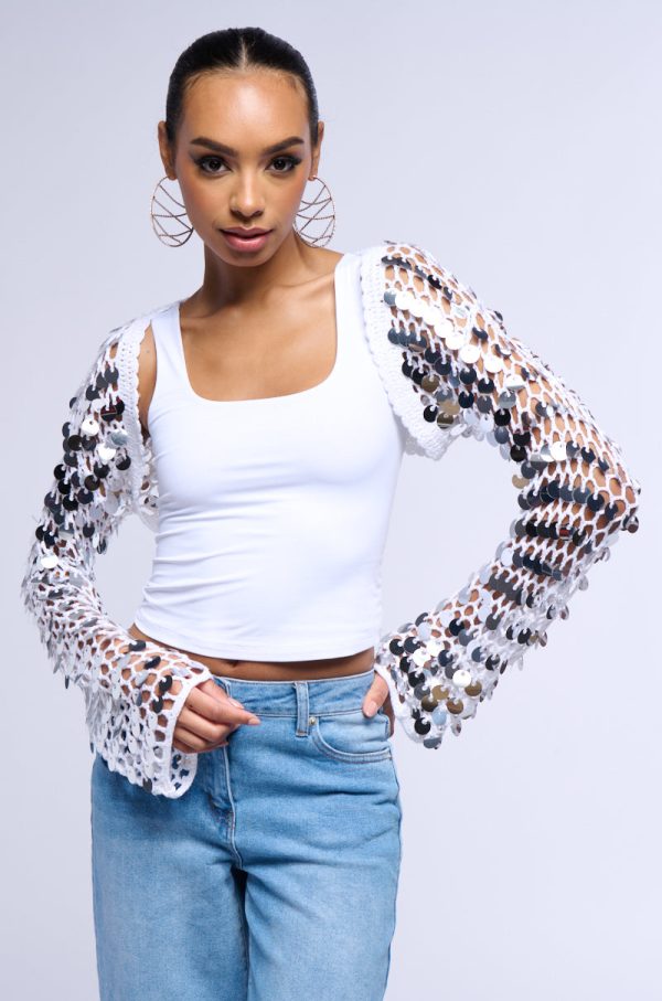 ARIEL SEQUIN KNIT BOLERO on Sale