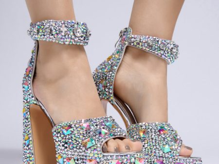 AZALEA WANG AMORIE MULTI EMBELLISHED PLATFORM SANDAL For Cheap