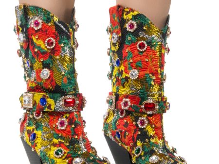 AZALEA WANG BROCADE MULTI WESTERN BOOTIE Fashion